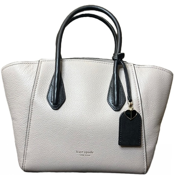 kate spade Handbags - Kate Spade Taupe & Black Medium Leather Handbag